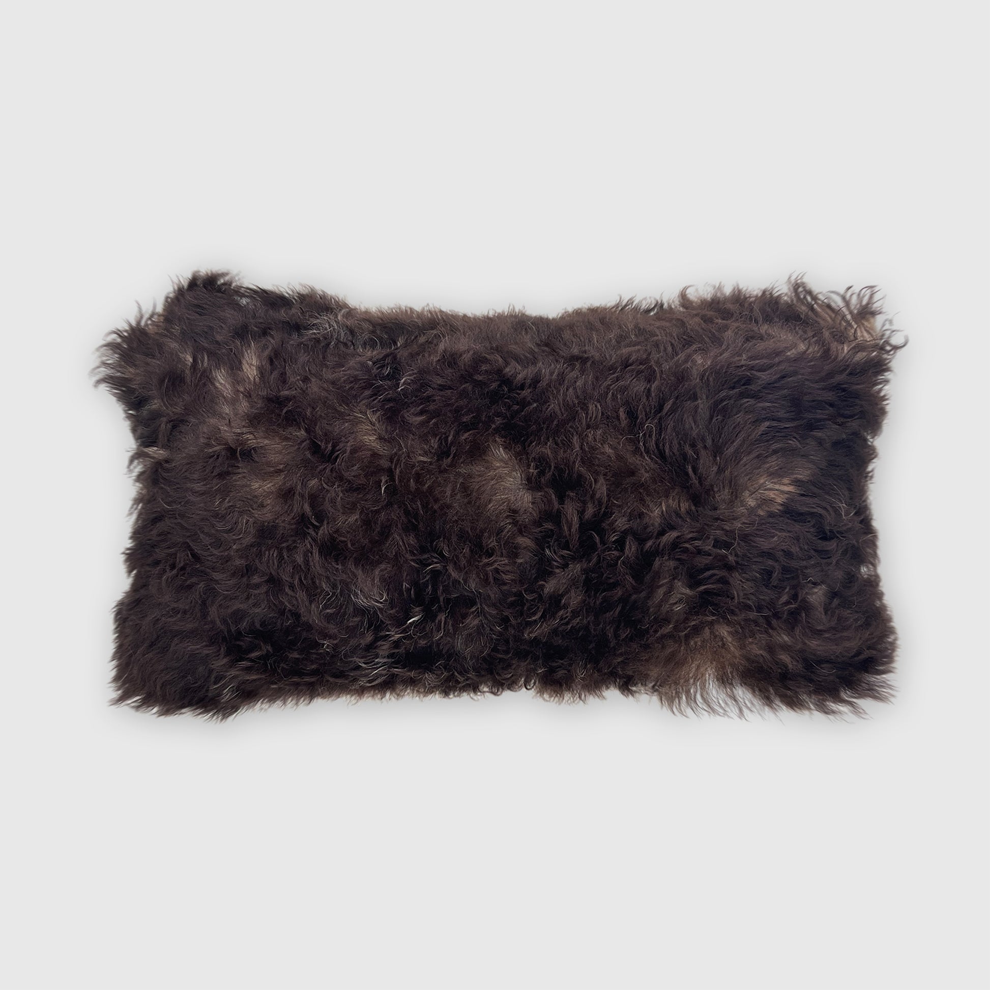The Mood Tigrado Spanish Lambskin Lumbar Pillow, 12x22 in., Black/Brown