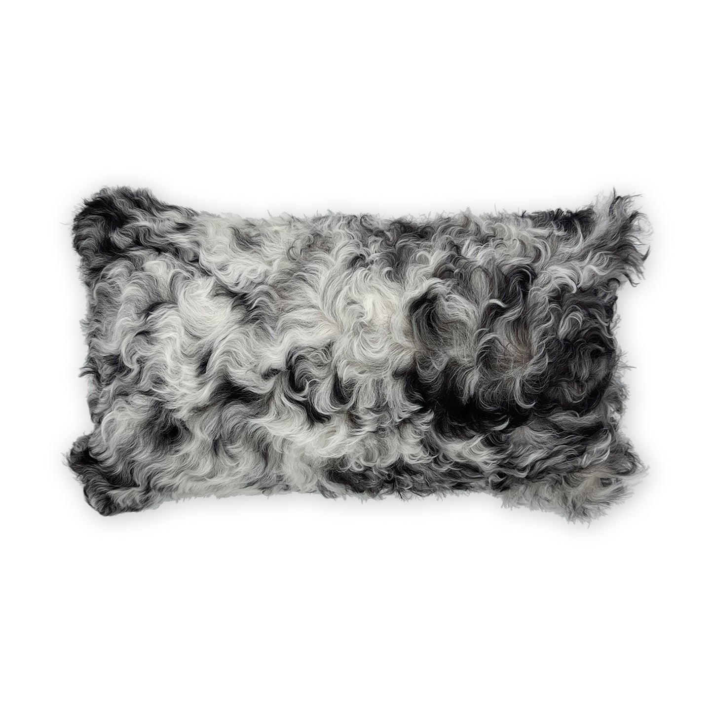 The Mood Tigrado Spanish Lambskin Lumbar Pillow, 12x22 in., Black/Brown