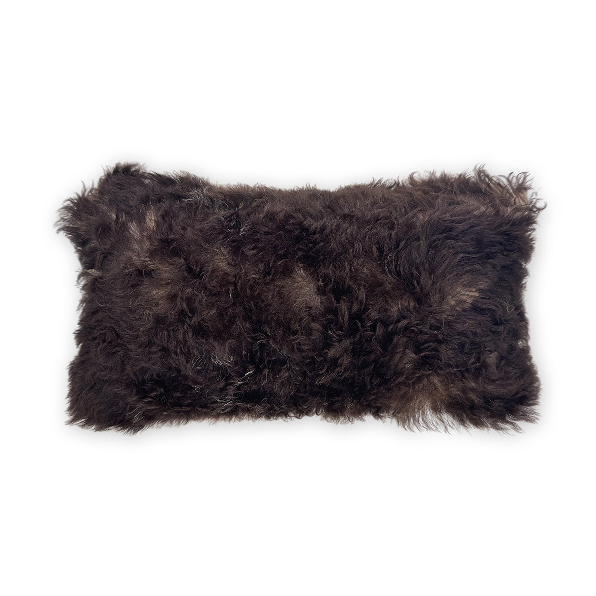 The Mood Tigrado Spanish Lambskin Lumbar Pillow, 12x22 in., Black/Brown