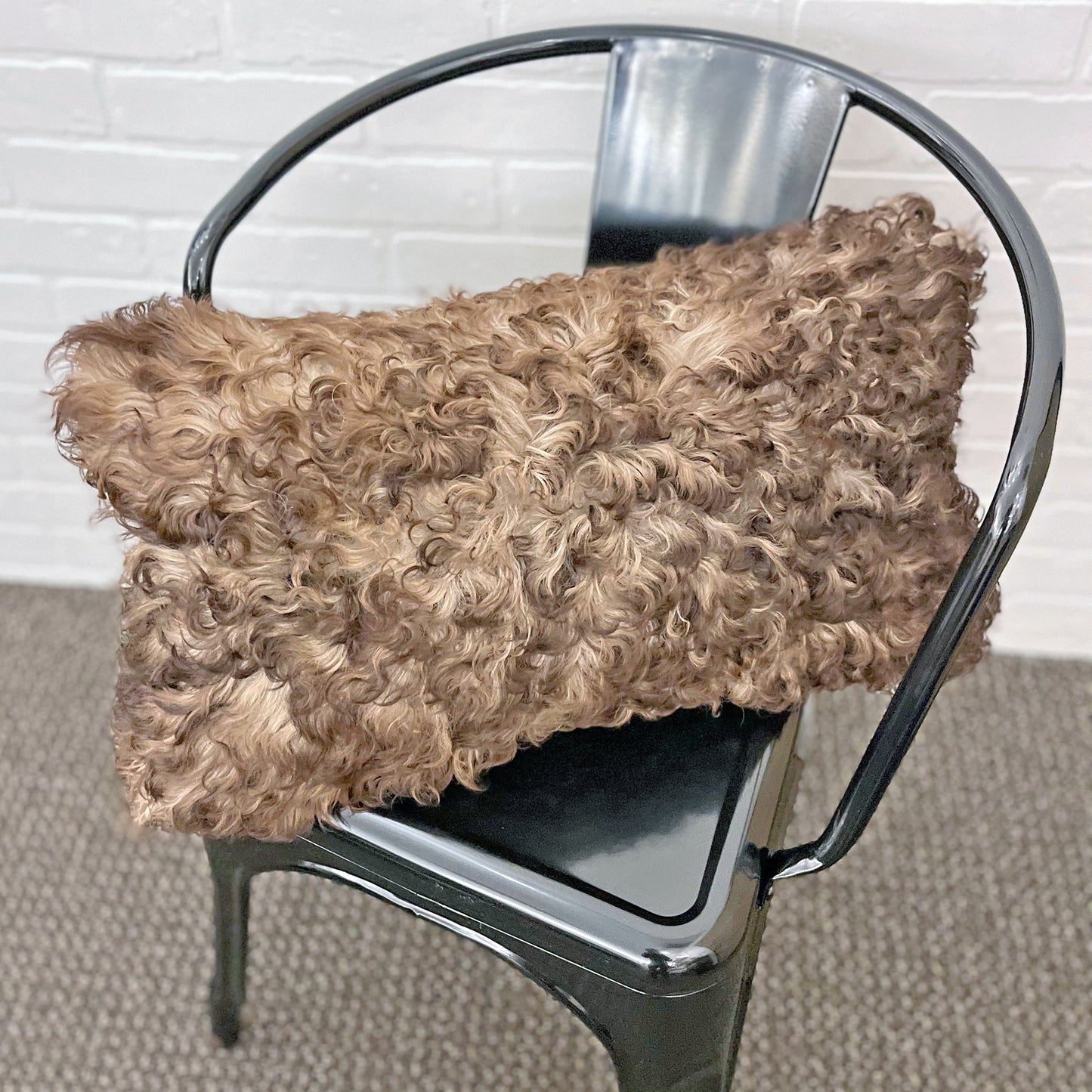 The Mood Tigrado Spanish Lambskin Lumbar Pillow, 12x22 in., Camel