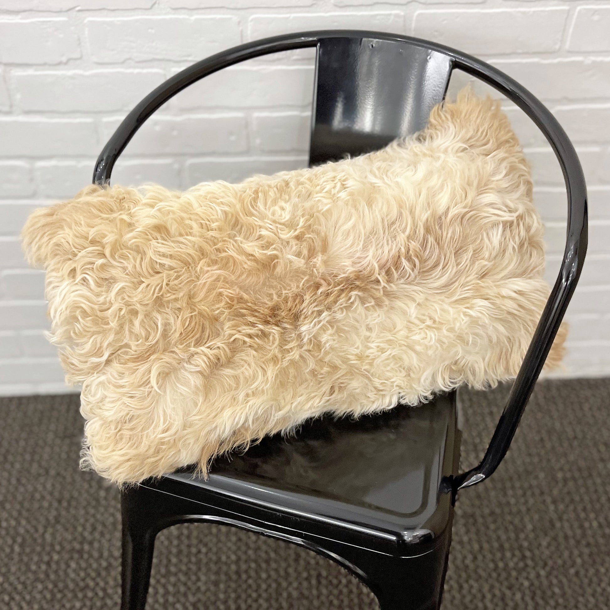 The Mood Tigrado Spanish Lambskin Lumbar Pillow, 12x22 in., Camel