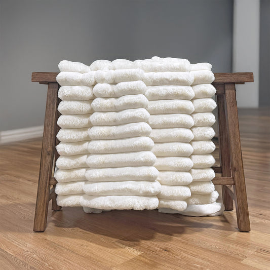 Puffy Faux Fur Throw - White