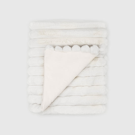 Puffy Faux Fur Throw - White
