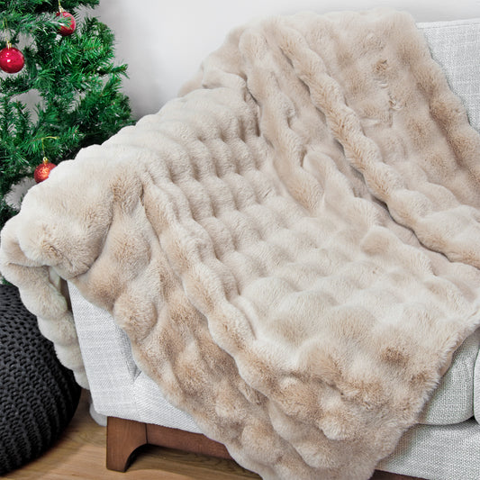 Cubby Faux Fur Throw - Sand