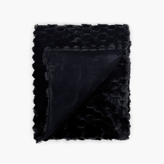 Honey Faux Fur Throw - Black