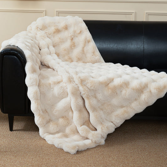 Cubby Faux Fur Throw - Champagne