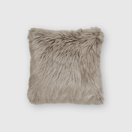 The Mood | Harris Faux Fur 16"x16" Pillow, Chateau Gray