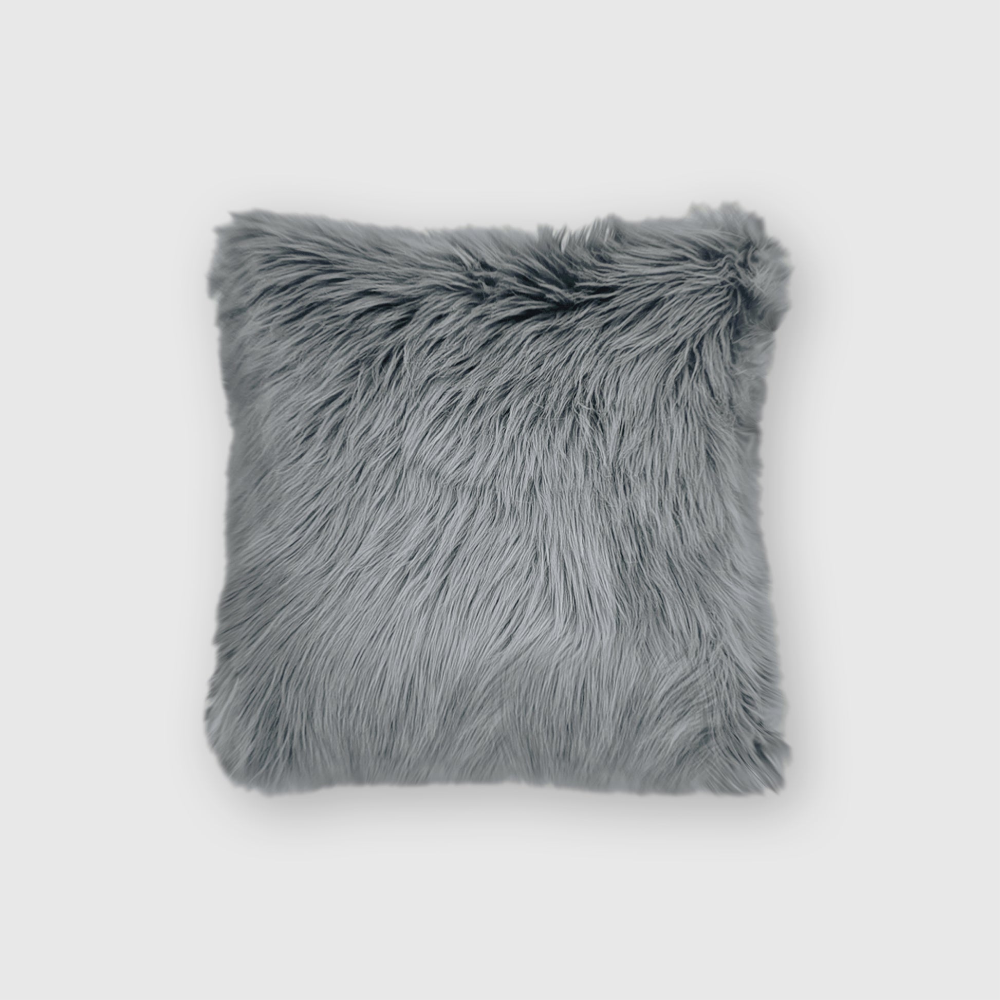 The Mood | Harris Faux Fur 16"x16" Pillow, Quicksilver