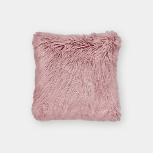 The Mood Harris Faux Fur Pillow, 16x16 in., Rosa