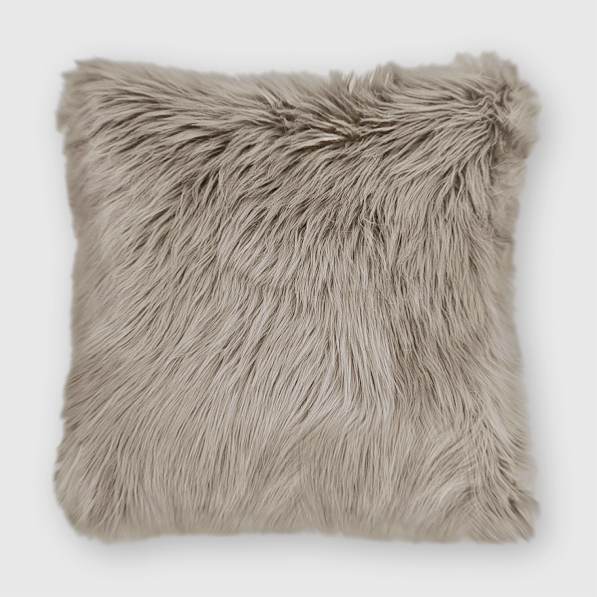 The Mood | Harris Faux Fur 24"x24" Pillow, Chateau Gray