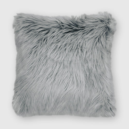 The Mood Harris Faux Fur Pillow, 24x24 in., Quiet Gray