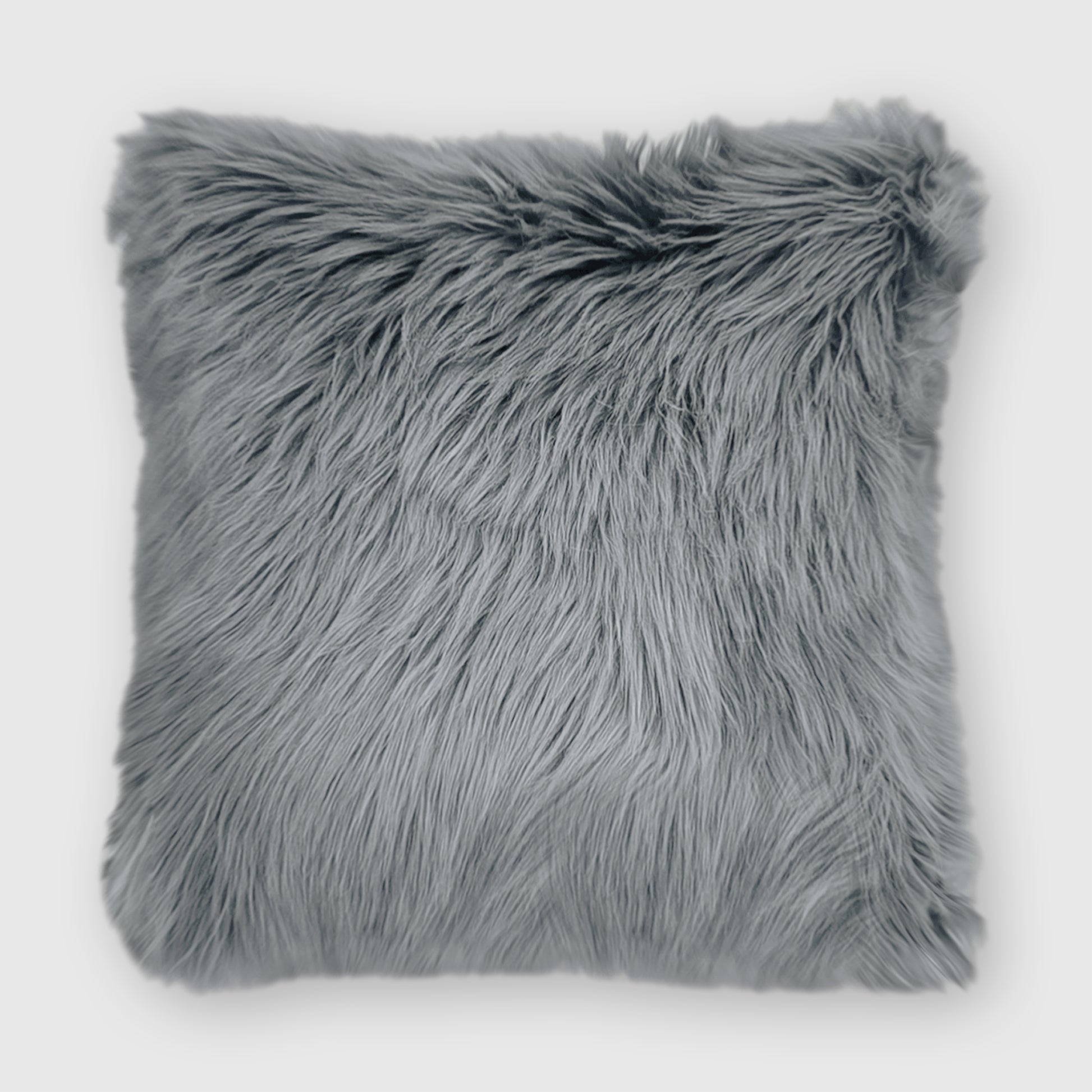 The Mood | Harris Faux Fur 24"x24" Pillow, Quicksilver