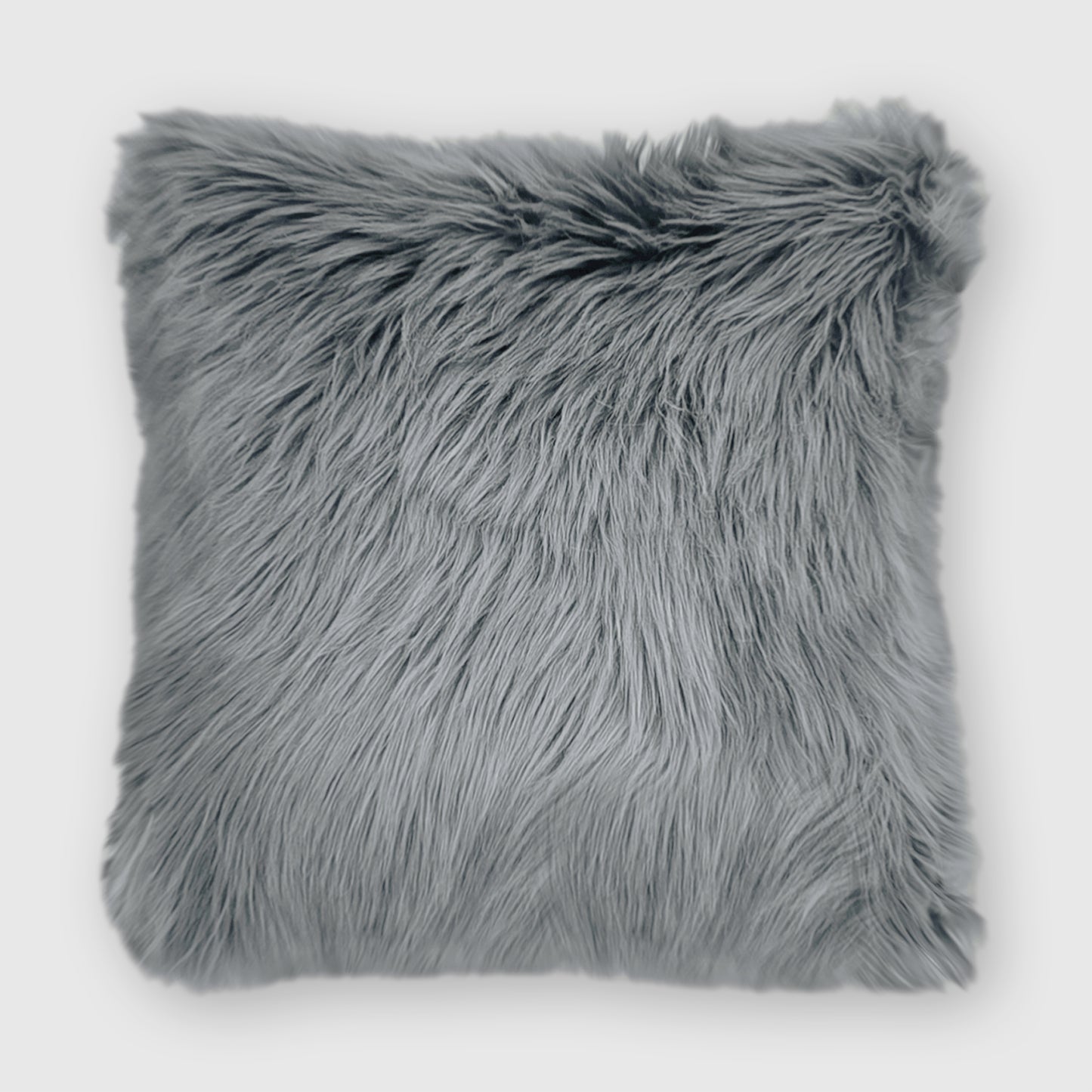 The Mood Harris Faux Fur Pillow, 24x24 in., Quicksilver