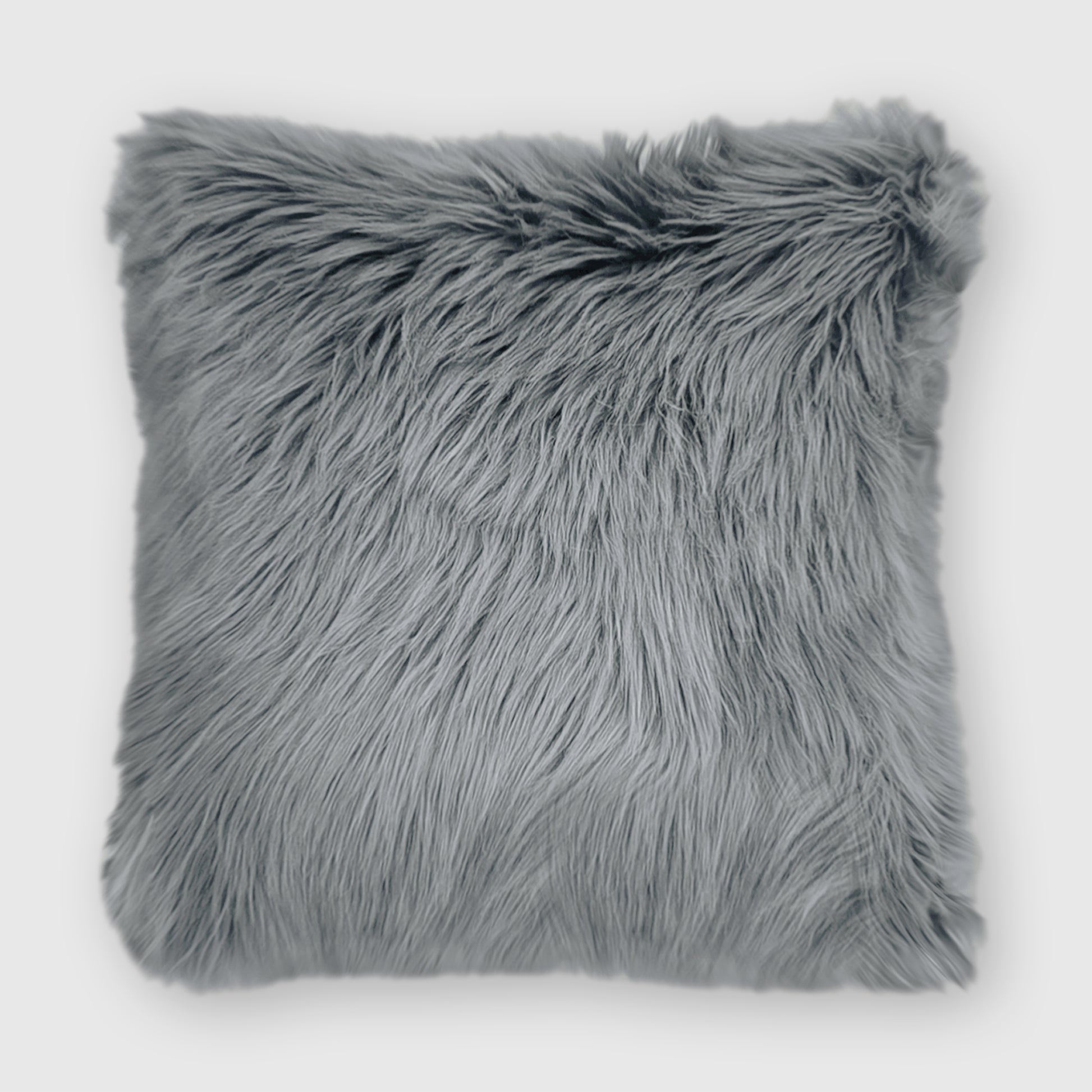 The Mood Harris Faux Fur Pillow, 24x24 in., Quicksilver