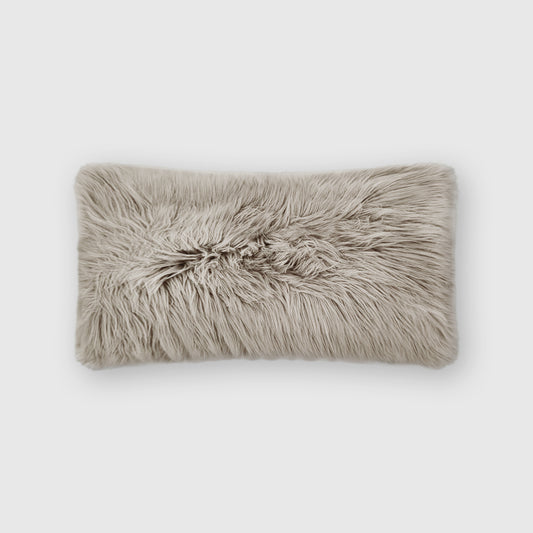 The Mood | Harris Faux Fur 12"x22" Pillow, Chateau Gray