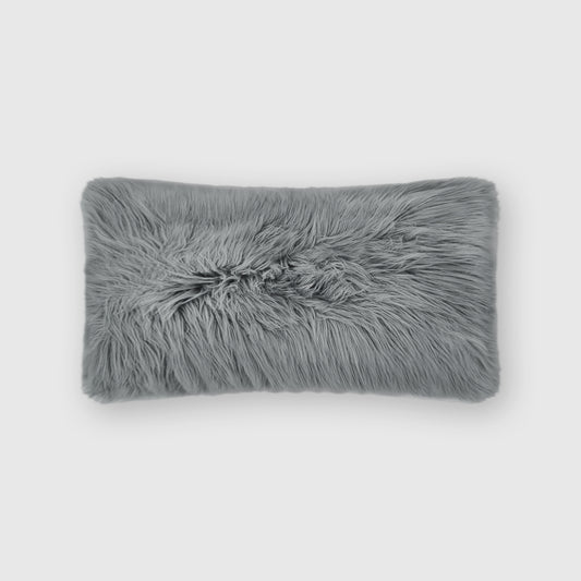 The Mood | Harris Faux Fur 12"x22" Pillow, Quicksilver