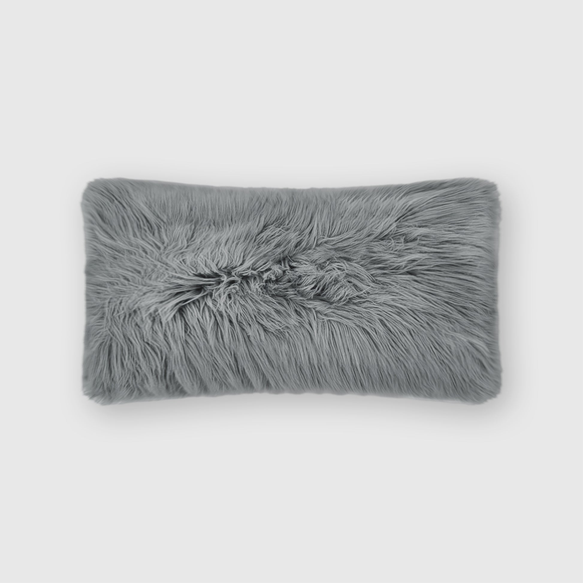 The Mood Harris Faux Fur Pillow, 12x22 in., Quicksilver