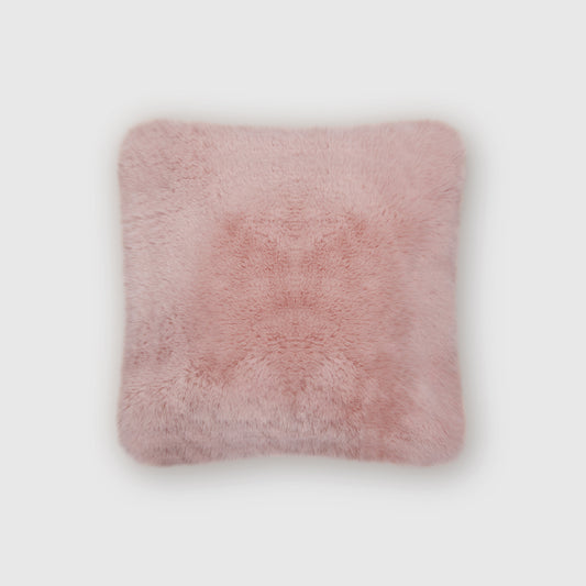 The Mood Rex Faux Fur Pillow, 16x16 in., Rosa