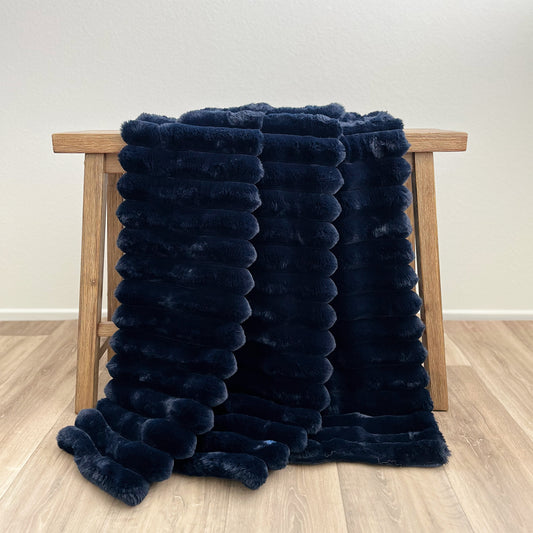 Puffy Faux Fur Throw - Indigo