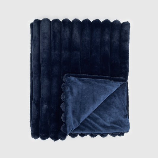Puffy Faux Fur Throw - Indigo