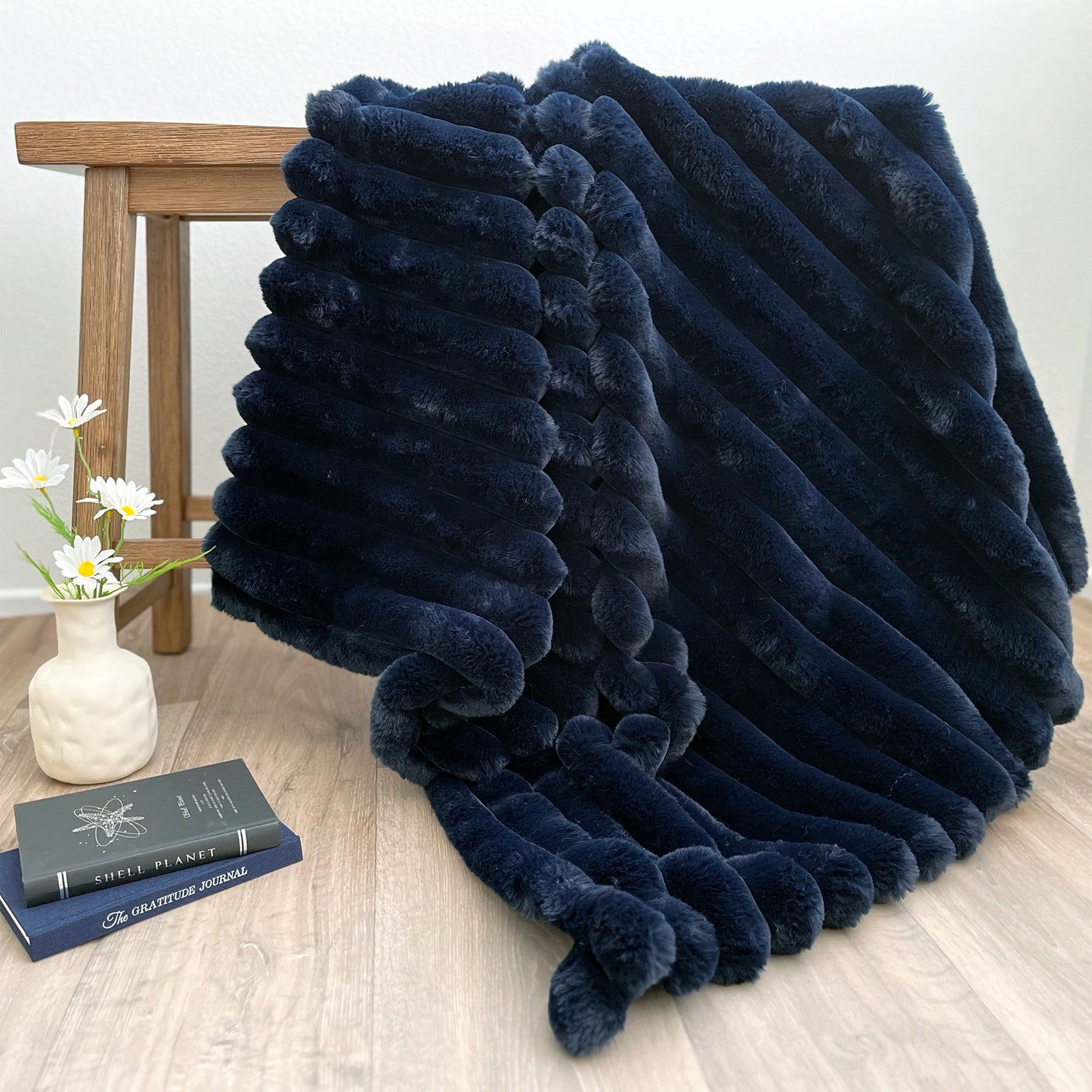 The Mood Puffy Faux Fur Throw, 50x60 in. Indigo
