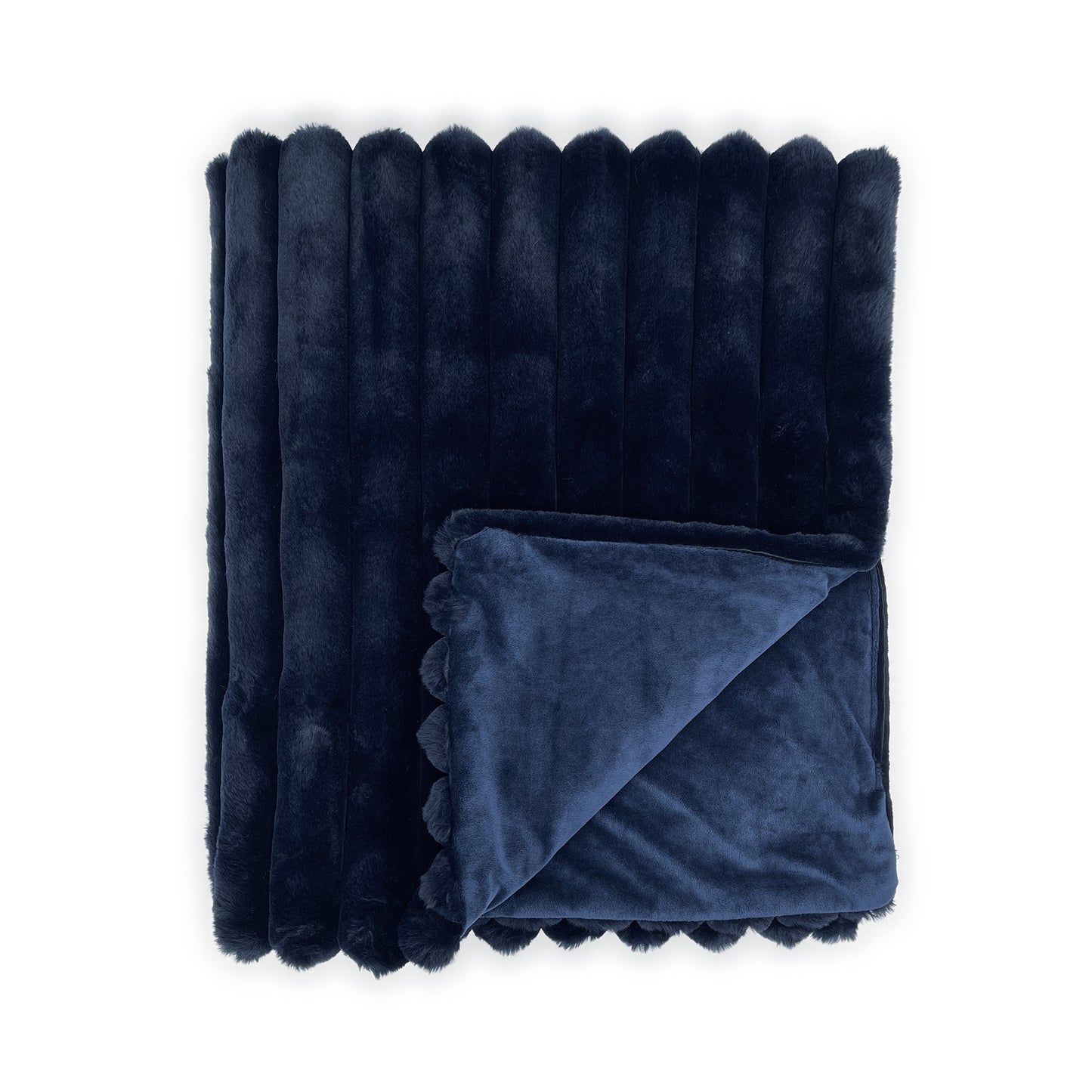The Mood Puffy Faux Fur Throw, 50x60 in. Indigo
