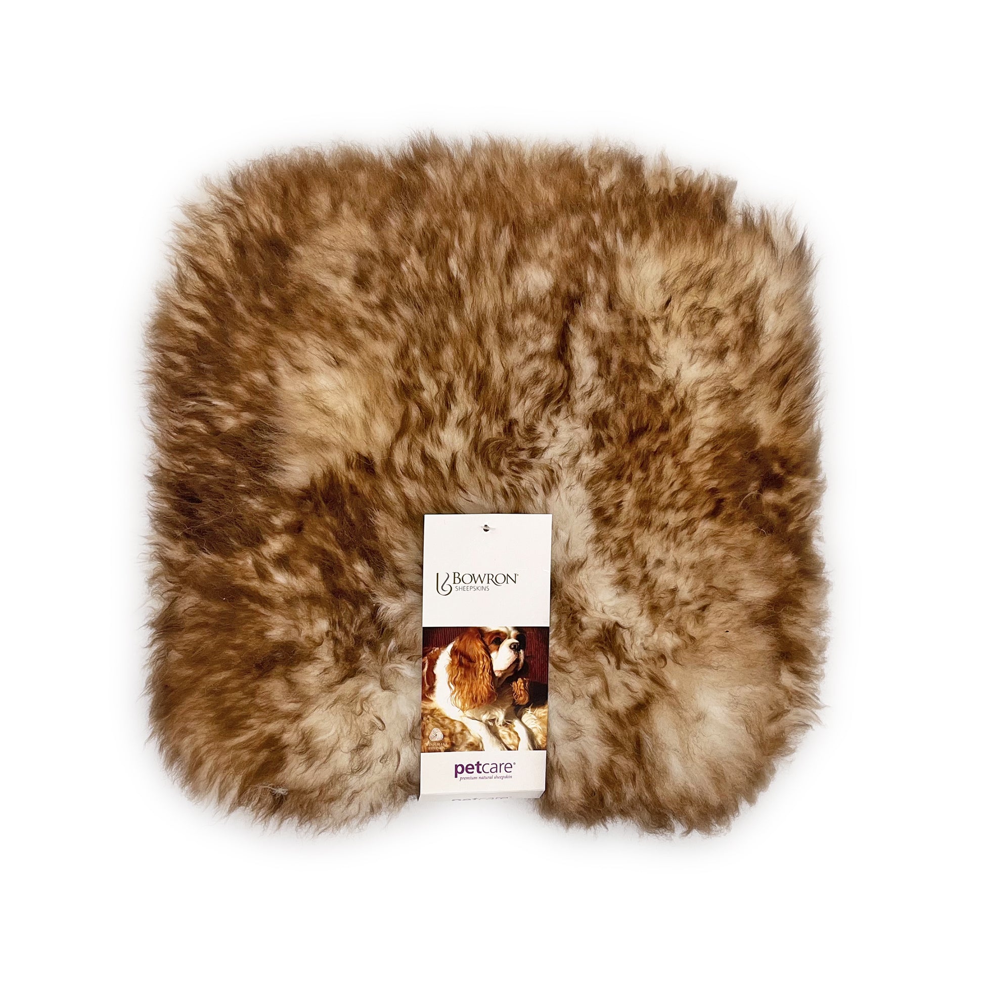 Bowron PetCare Sheepskin Pet Bed, Eclipse (Brown/Ivory), 14x14 in.