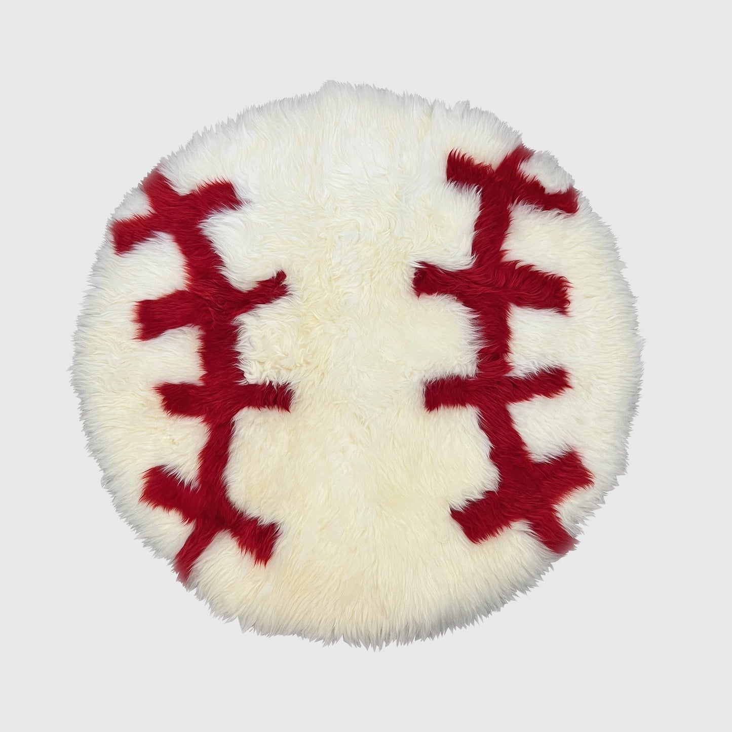 Bowron Sports-Themed Sheepskin Rug, Round 32 in., Baseball