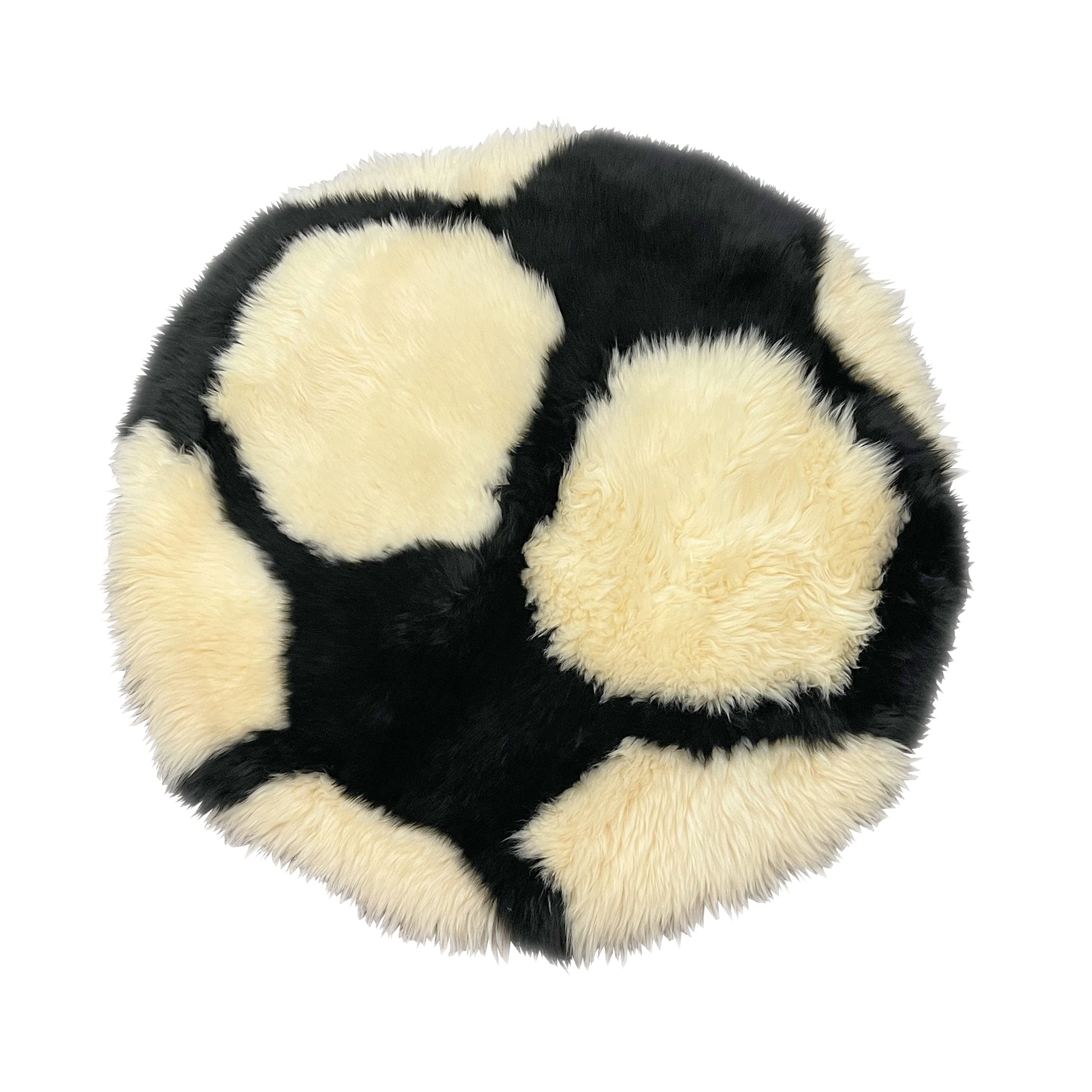 Bowron Sports-Themed Sheepskin Rug, Round 32 in., Soccer