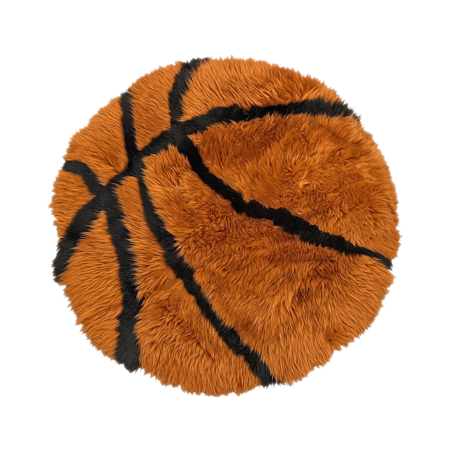 Bowron Sports-Themed Sheepskin Rug, Round 32 in., Basketball