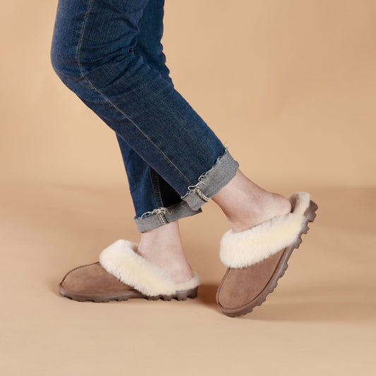 Women's Anna Shearling Scuff Slippers - Brown