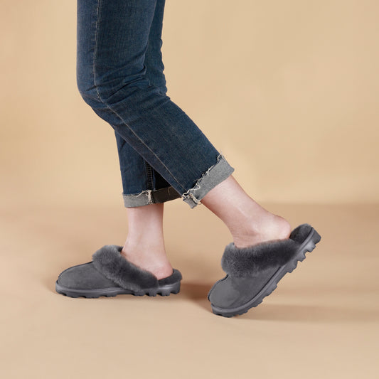 Women's Anna Shearling Scuff Slippers - Gray