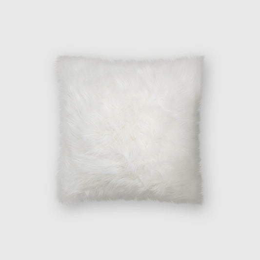 The Mood | Harris Faux Fur 16"x16" Pillow, White