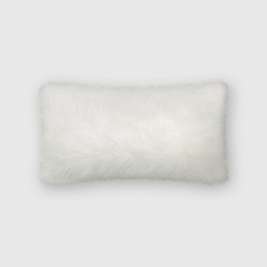 The Mood | Harris Faux Fur 12"x22" Pillow, White