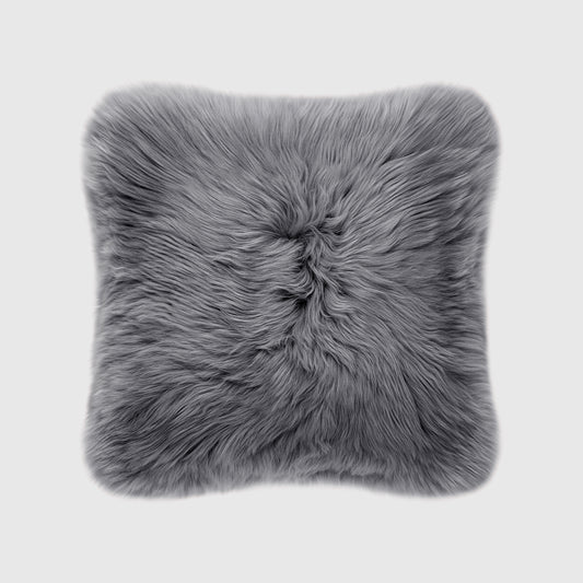 The Mood | Charlie Sheepskin 20”x20” Pillow, Charcoal Gray