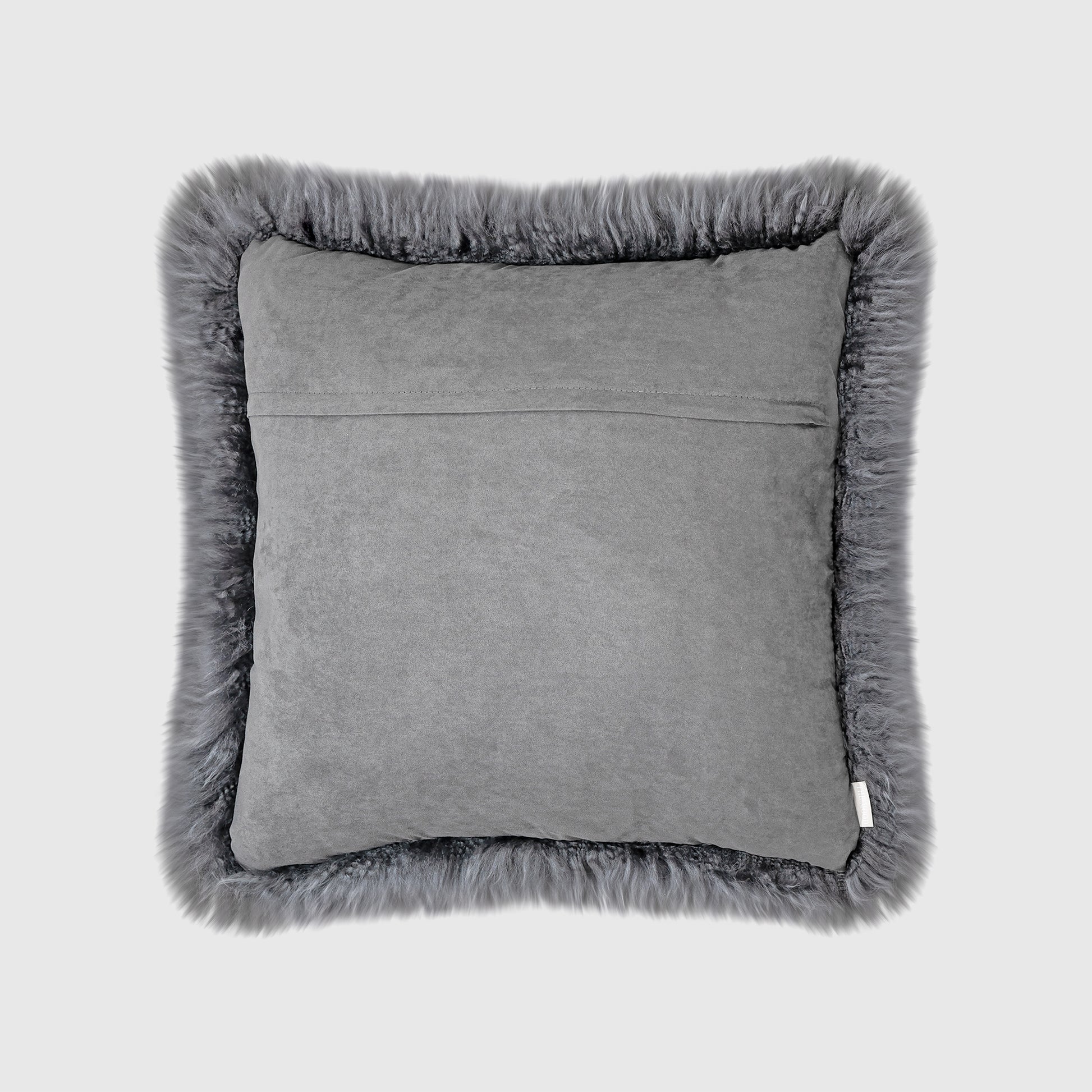 The Mood Charlie Sheepskin Pillow, 20x20 in., Charcoal Gray