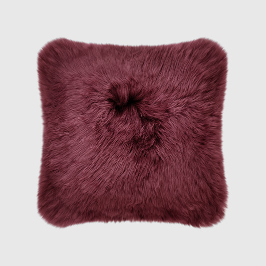 The Mood | Charlie Sheepskin 20”x20” Pillow, Burgundy