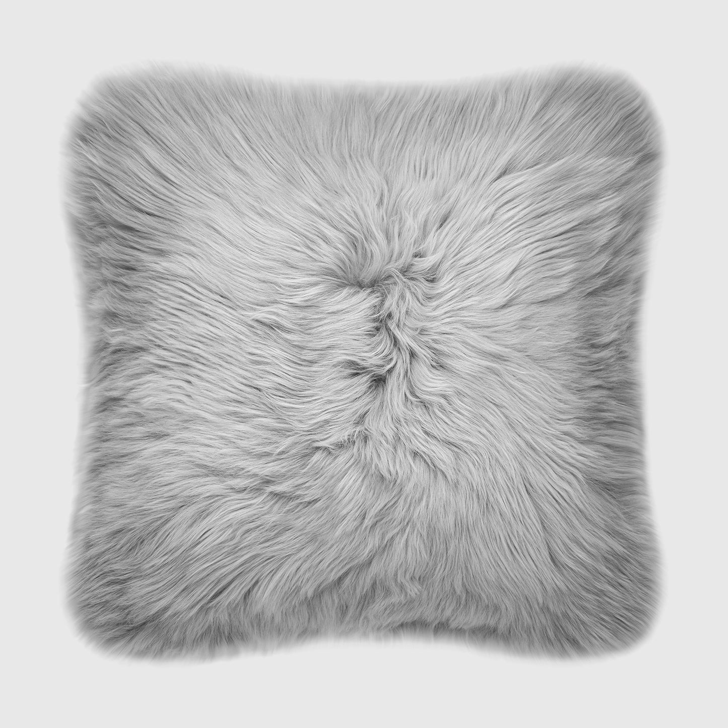 The Mood | Charlie Sheepskin 22”x22” Pillow, Quiet Gray
