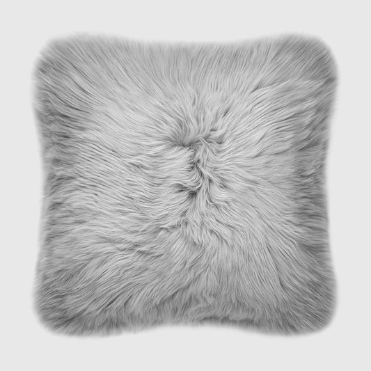 The Mood Charlie Sheepskin Pillow, 22x22 in., Quiet Gray