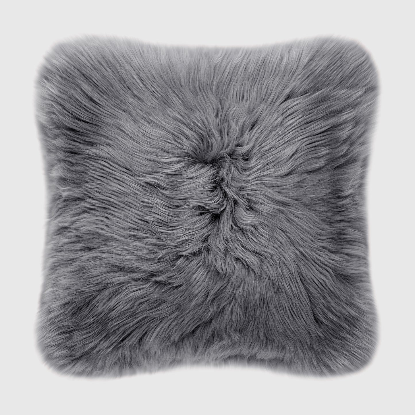 The Mood Charlie Sheepskin Pillow, 22x22 in., Charcoal Gray