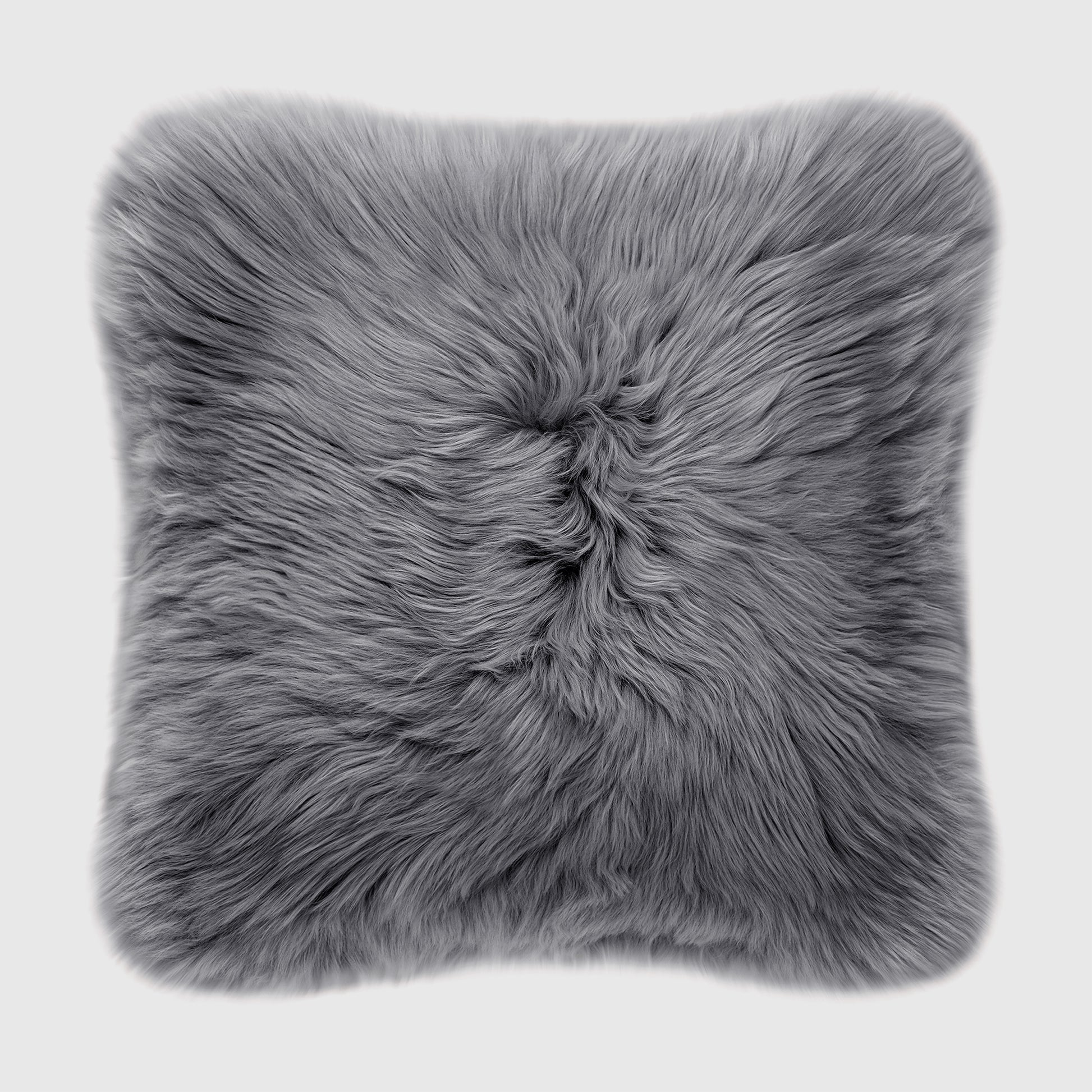The Mood Charlie Sheepskin Pillow, 22x22 in., Charcoal Gray