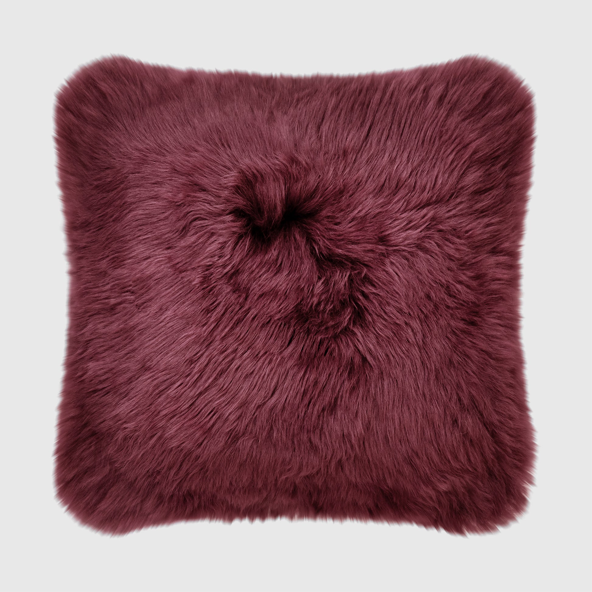 The Mood | Charlie Sheepskin 22”x22” Pillow, Burgundy