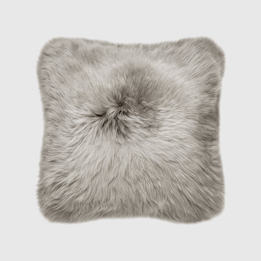 The Mood |  Charlie Sheepskin Double-sided 18"x18" Pillow, Chateau Gray