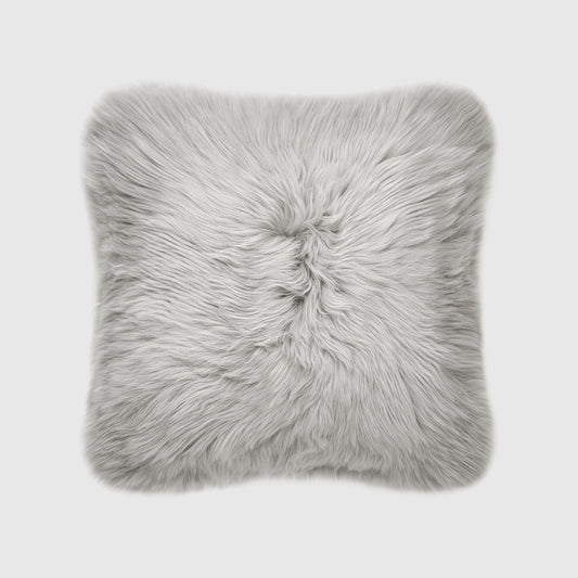 The Mood | Charlie Sheepskin Double-sided 18"x18" Pillow, Dove Gray