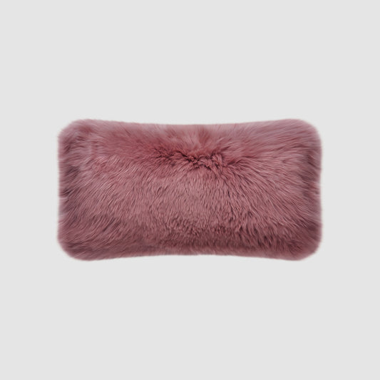 The Mood | Charlie Sheepskin Double-sided 12"x22" Pillow, Marsala Red