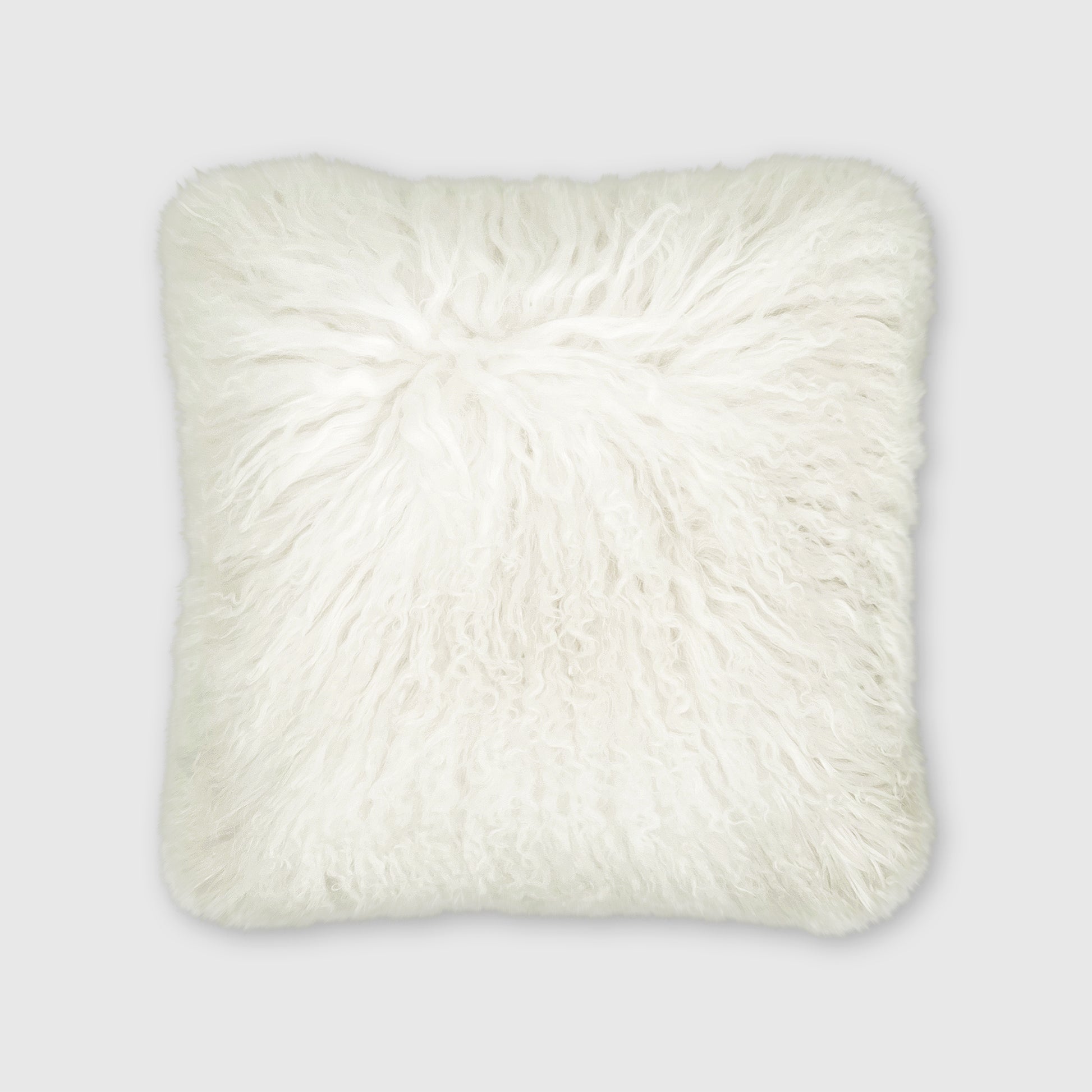 The Mood | Gobi Mongolian Lambskin 20”x20” Pillow, Natural Ivory