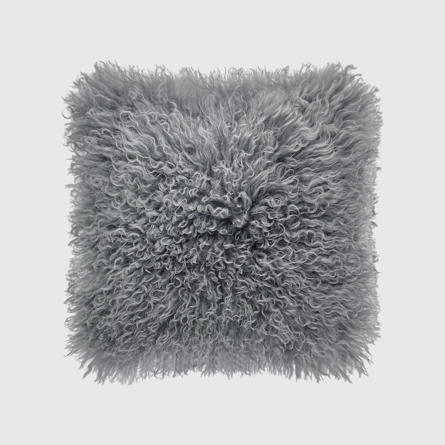 The Mood | Gobi Mongolian Lambskin 20”x20” Pillow, Quicksilver