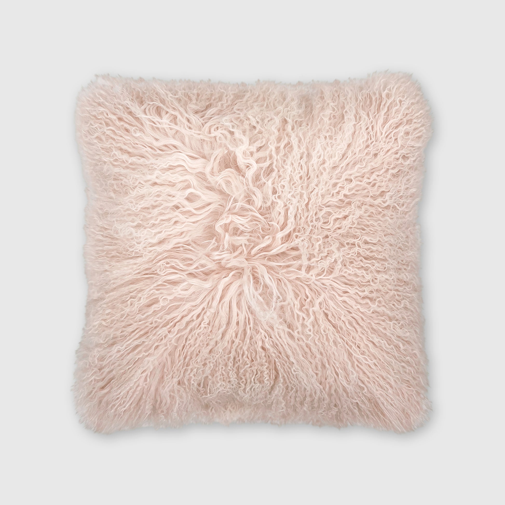 The Mood | Gobi Mongolian Lambskin 20”x20” Pillow, Cloud Pink