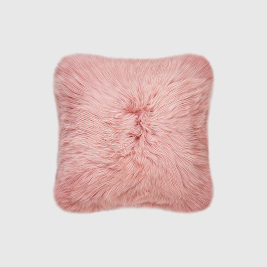 The Mood | Brooke Sheepskin 16”x16” Pillow, Flamingo Pink