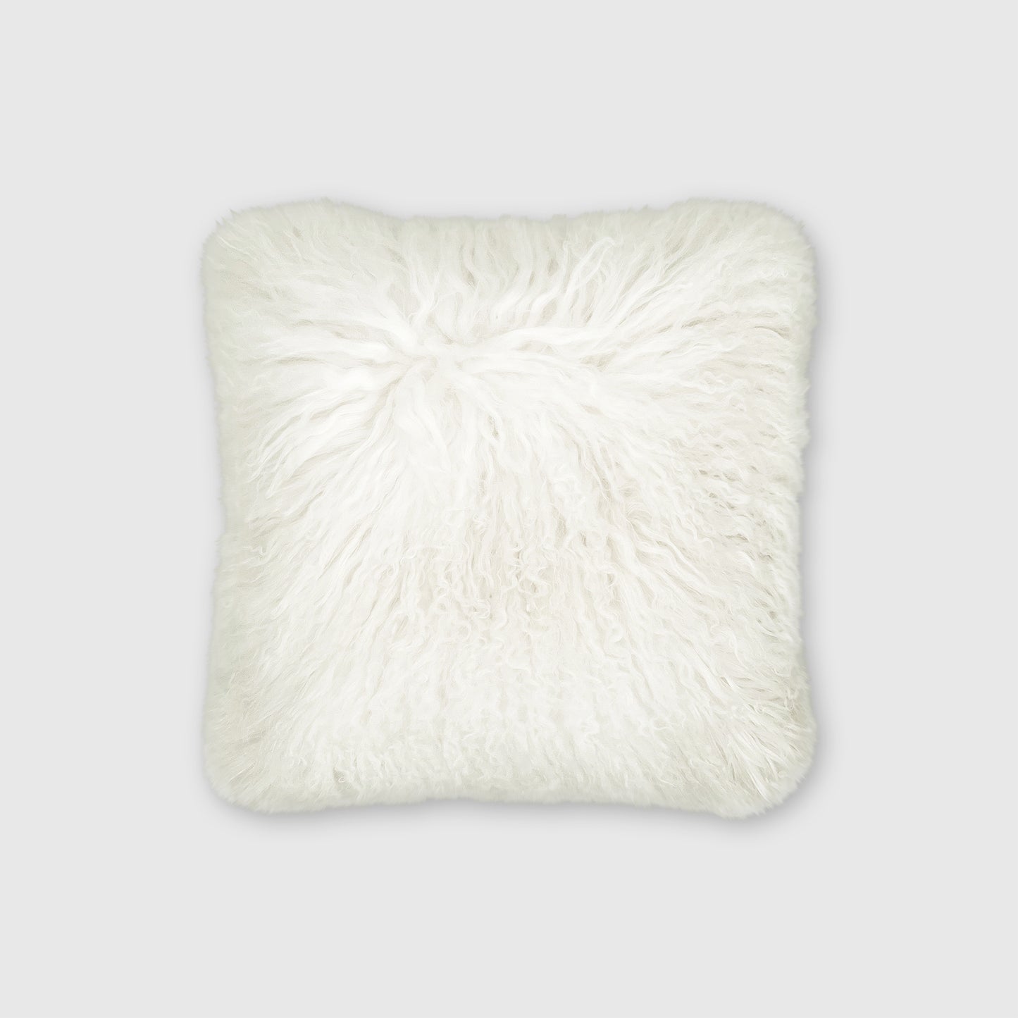 The Mood | Gobi Mongolian Lambskin 16”x16” Pillow, Natural Ivory